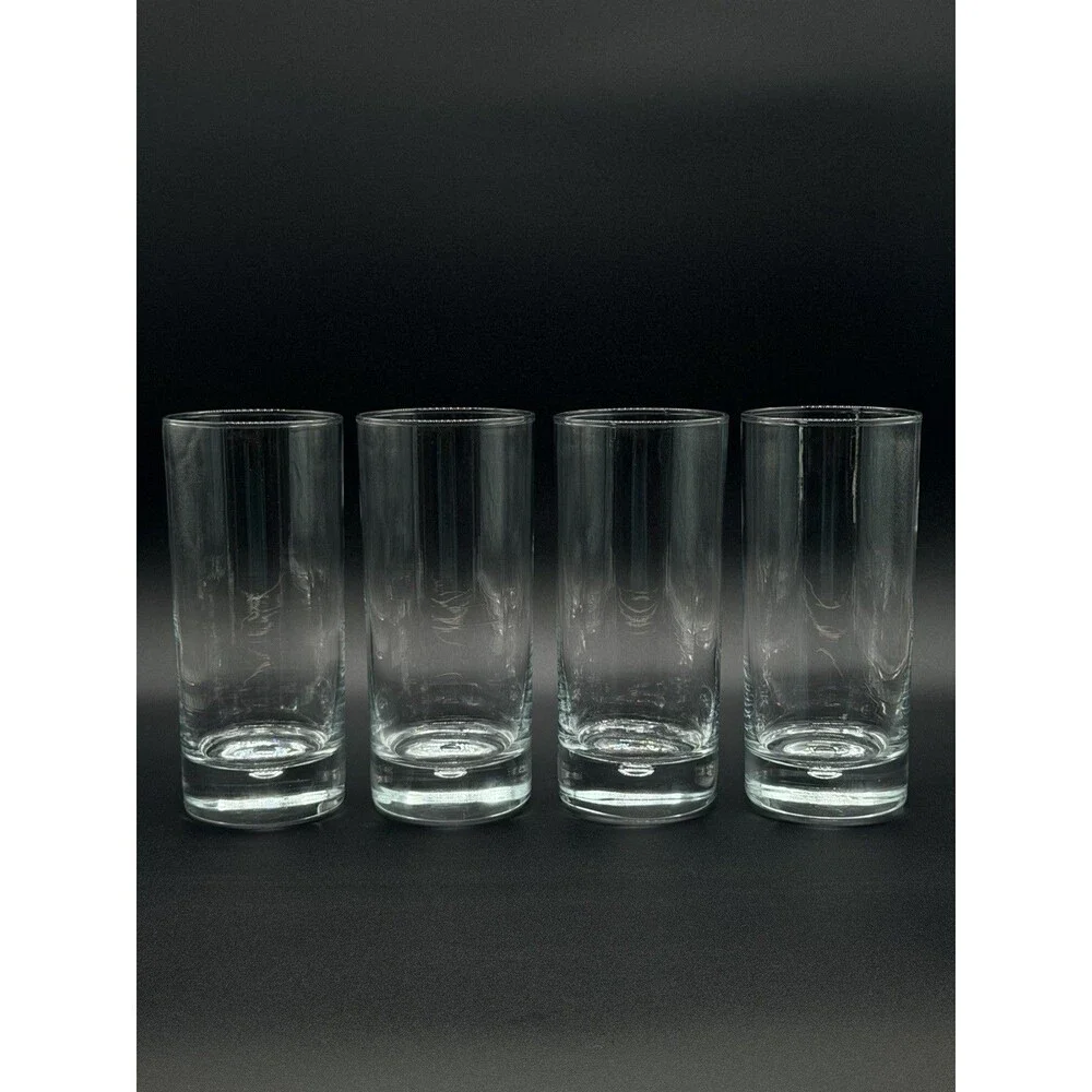 VTG Pasabahce Heavy Base 20oz Highball Glasses Set of 4 Clear Bubble Tumblers